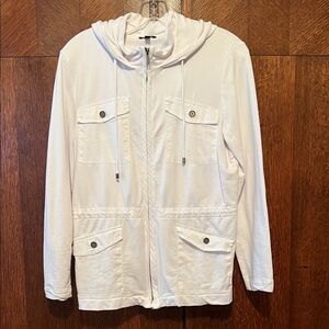 Talbots white hooded jersey jacket